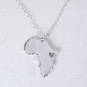 africa silver map pendant