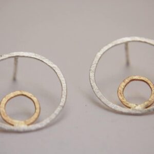 Silver Gold Circle Earrings