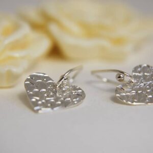silver heart dangle earrings