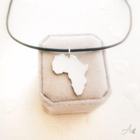 Silver africa map necklace big