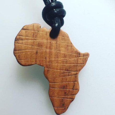 Ebony Africa Map Necklace